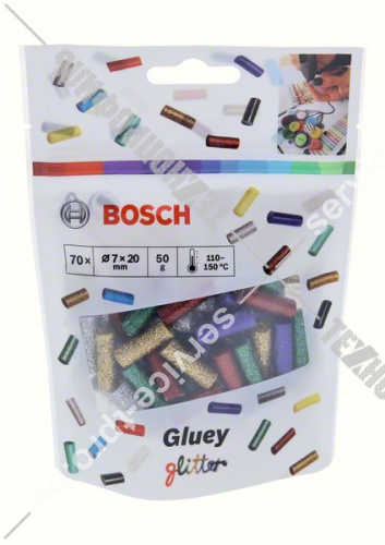 Клеевые стержни для ручки Gluey 7x20 мм с блестками (70 шт) BOSCH (2608002006) купить в сервисном центре Технопрофиль