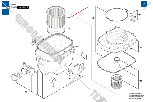 Воздушный фильтр пылесоса Bosch GAS 15 PS (3601JE5100) 1619PA7315 купить в сервисном центре Технопрофиль фото 4