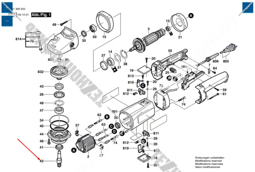 Шпиндель GPO 14 E / GWS 14-180 BOSCH (F000600150) купить в сервисном центре Технопрофиль фото 2