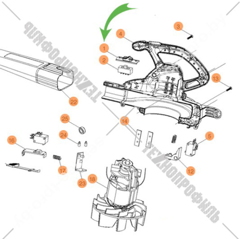 Панель выключателя к воздуходувке UB0800 / UB0801 MAKITA (GT34105148) купить в сервисном центре Технопрофиль