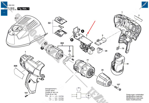 Выключатель шуруповерта Bosch GSR 10,8 V-LI-2 (3601H68000) 1607233508 купить в сервисном центре Технопрофиль фото 2