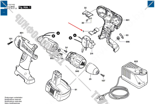 Кнопка реверса к GSR 12 / 14.4 BOSCH (2601099114) купить в сервисном центре Технопрофиль фото 5