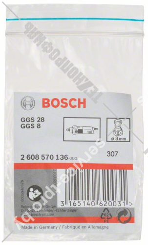 Цанговый патрон 3 мм без гайки для GGS 8/GGS 28 BOSCH (2608570136) купить в сервисном центре Технопрофиль фото 2