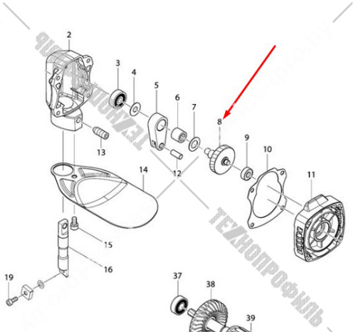 Коленчатый вал к ножницам JS1602 MAKITA (141690-1) купить в сервисном центре Технопрофиль