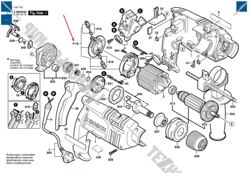 Щеткодержатель к GSB 16 RE / PSB 700 BOSCH (2604337115) купить в сервисном центре Технопрофиль фото 2