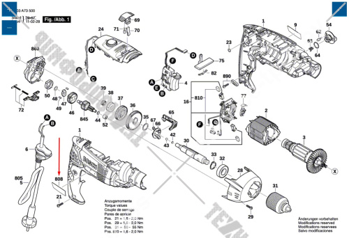 Этикетка типа к PSB 1000-2RCE BOSCH (2609003480) купить в сервисном центре Технопрофиль фото 2