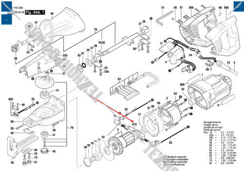 Угольные щетки сабельной пилы Bosch GSA 1100E (3601F4C800) 2610956917 купить в сервисном центре Технопрофиль фото 5