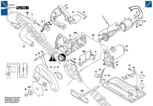 Якорь в сборе к циркулярной пиле PKS 40 BOSCH (2609001406) купить в сервисном центре Технопрофиль фото 2