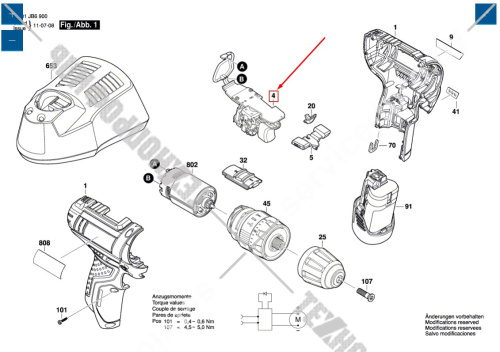 Электронный модуль к шуруповерту GSB 12V-15 / GSB 10,8-2-LI BOSCH (1607233541) купить в сервисном центре Технопрофиль фото 2