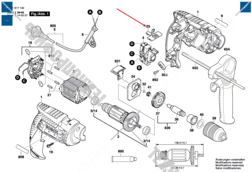 Рычаг реверса к дрелям GSB BOSCH (2609100580) купить в сервисном центре Технопрофиль фото 7
