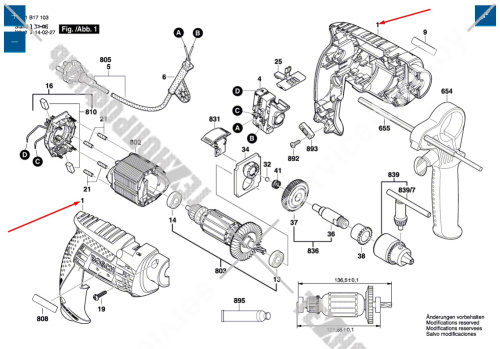 Корпус дрели GSB 13 RE BOSCH (2609100658) купить в сервисном центре Технопрофиль фото 2