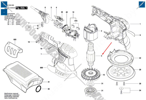 Ротор эксцентриковой шлифовальной машины Bosch PEX 300 AE (3603CA3000) 2609004167 купить в сервисном центре Технопрофиль фото 2