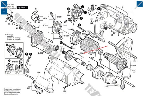 Сверлильный шпиндель к PSB 500 / 600 RE / GSB 13/16 RE BOSCH (2606135929) купить в сервисном центре Технопрофиль фото 2