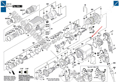 Корпус перфоратора Bosch GBH 2-26 DFR (0611254703) 1617000558 купить в сервисном центре Технопрофиль фото 5