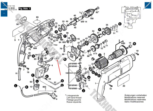 Кнопка реверса к GBM 10 SRE / PSB 680-2 RE / GSB16 RE BOSCH (2607200231) купить в сервисном центре Технопрофиль фото 5