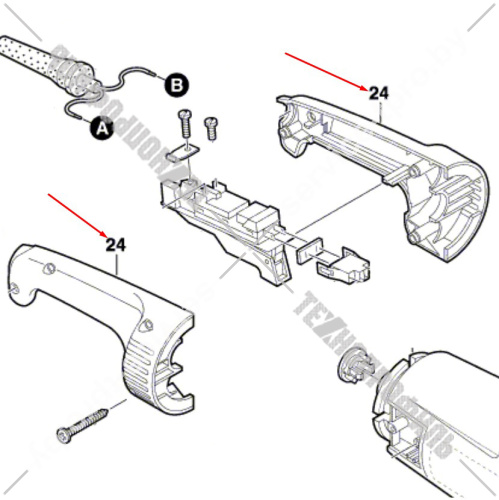 Рукоятка основная к GWS 24-230 H BOSCH (1605132141) купить в сервисном центре Технопрофиль