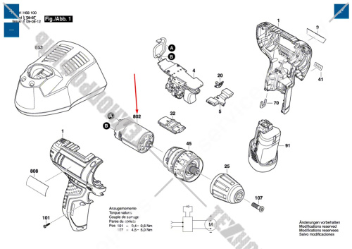 Двигатель шуруповерта Bosch GSR 10,8 V-LI-2 (3601H68100) 2609199258 купить в сервисном центре Технопрофиль фото 6