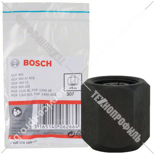 Цанговый патрон 6 мм для POF 1400 ACE/POF 1200 AE BOSCH (2608570100) купить в сервисном центре Технопрофиль