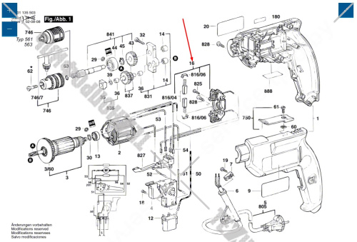 Щеткодержатель дрели Bosch PSB 500 R (0603312808) 2605807060 купить в сервисном центре Технопрофиль фото 2