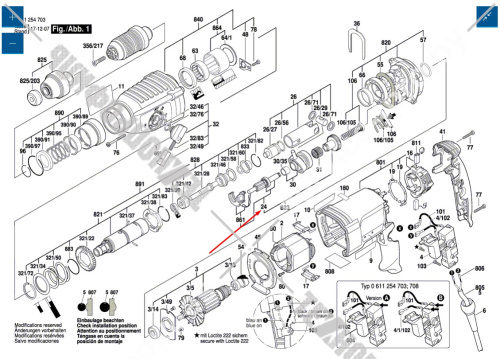 Шлицевой вал перфоратора Bosch GBH 2-28 DFV (3611B67200) 16170006EJ купить в сервисном центре Технопрофиль фото 5